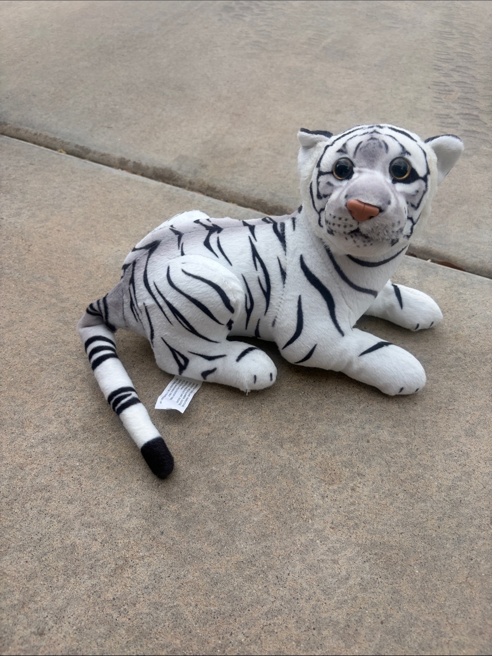 White Tiger Plush Stuffed Animal - Soft White and Black Plush Toy